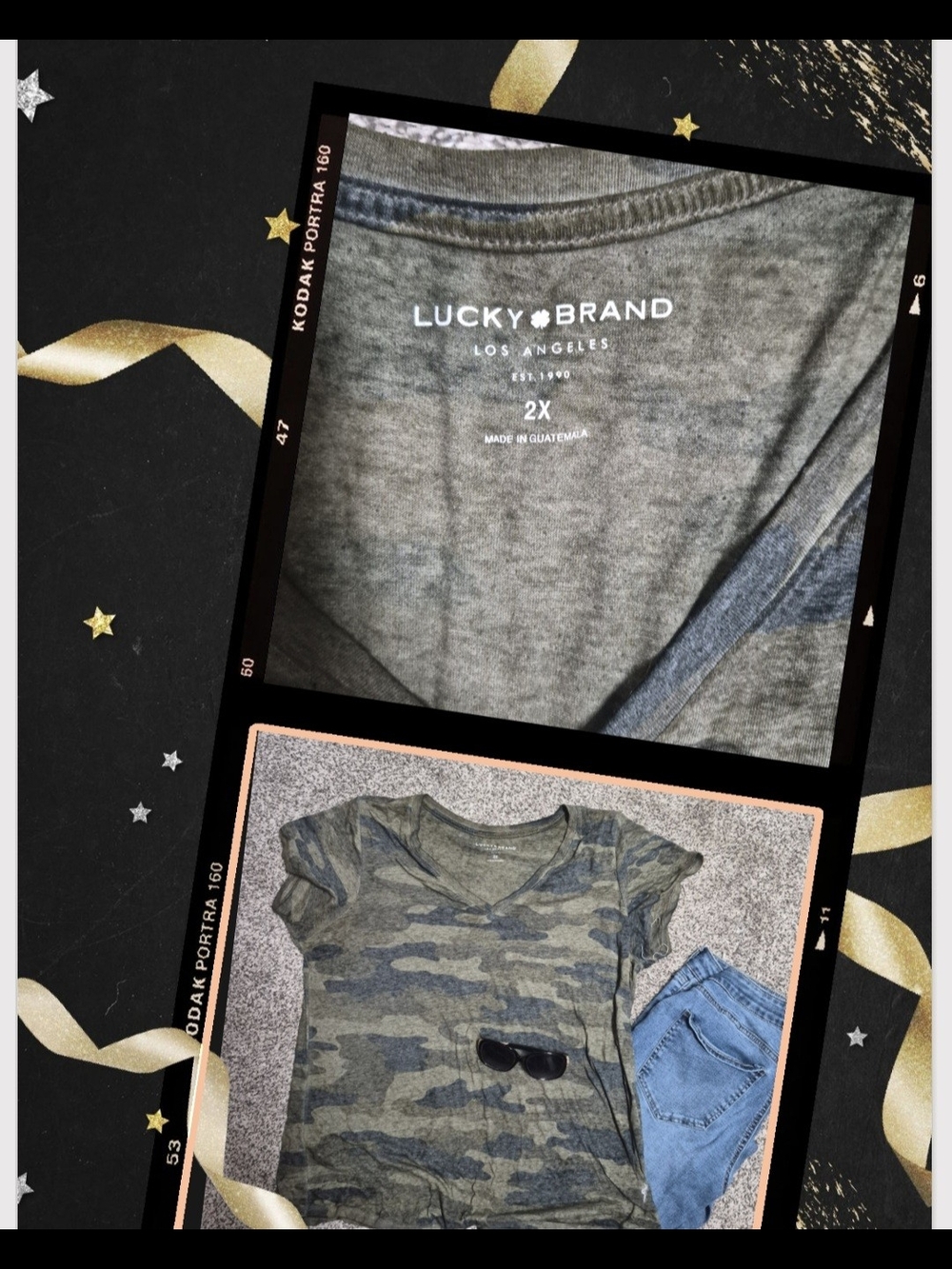 Lucky Brand Girls' Camo Short Sleeve Tee — Olive Green